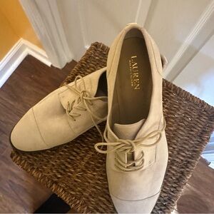Lauren Ralph Lauren Beige Lace-Up Flats